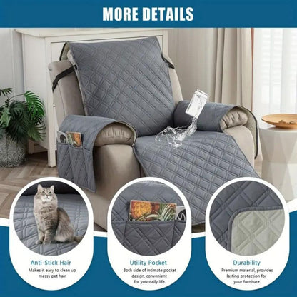 Waterproof Recliner Chair Cover – Non-Slip Quilted Slipcover, Pet-Friendly, Machine Washable